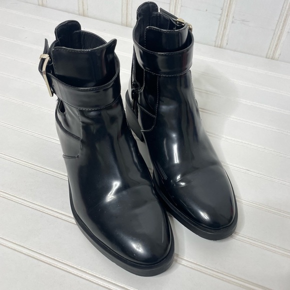 Zara Black Buckle Strap Ankle Boots 331 - Picture 7 of 8